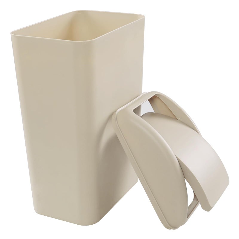 Obstnny Slim Plastic Trash Can for Narrow Spaces at Home or Office, Khaki. - Image 1
